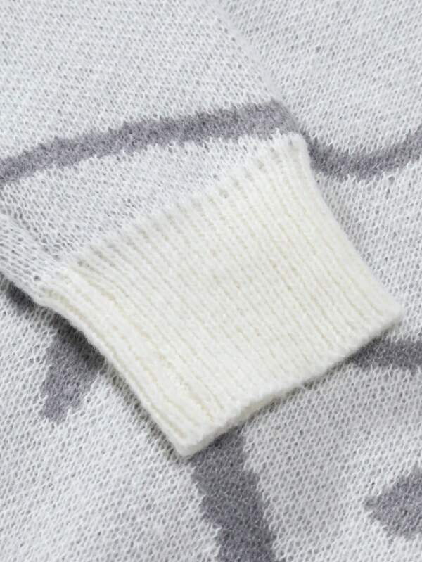 Bequemer Herren Rundhals-Pullover Arvid mit geometrischem Grafikmuster. Stylisches Oberteil.