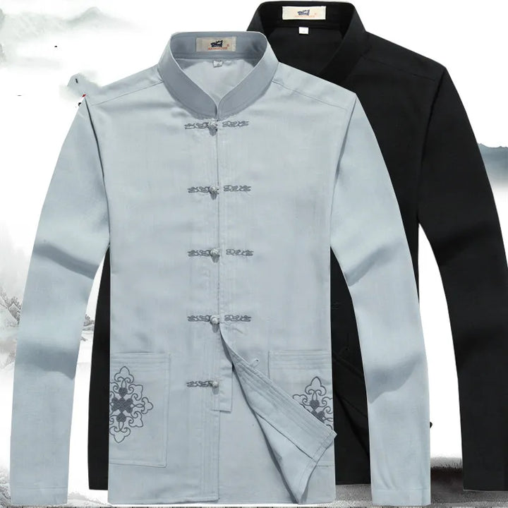 Herren Japanisches Freizeit-Set, stilvolles Zweiteiler-Outfit mit Patch Details für Komfort & Eleganz.
