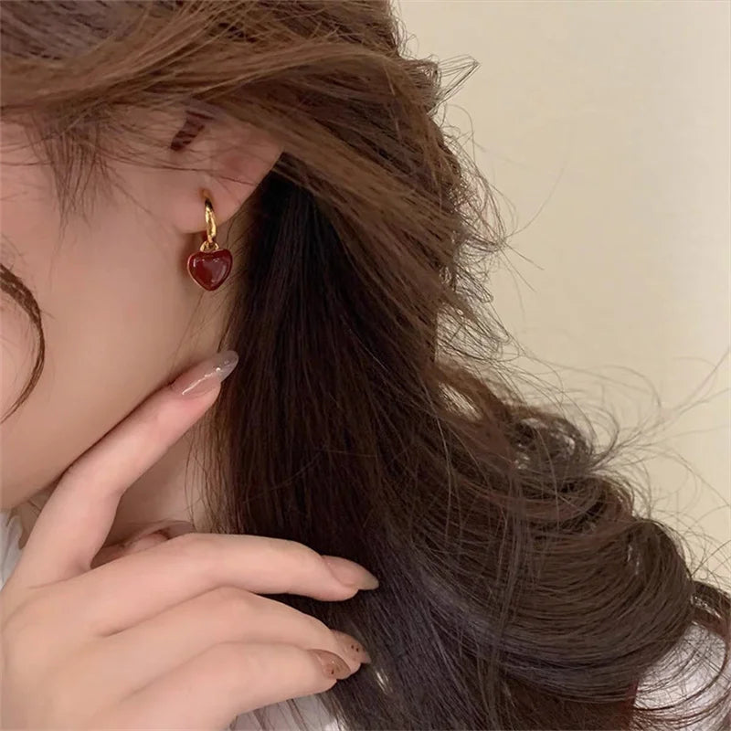 Vergoldete Vintage Herz-Ohrhänger für Damen, teilbar, eleganter Schmuck aus Edelstahl