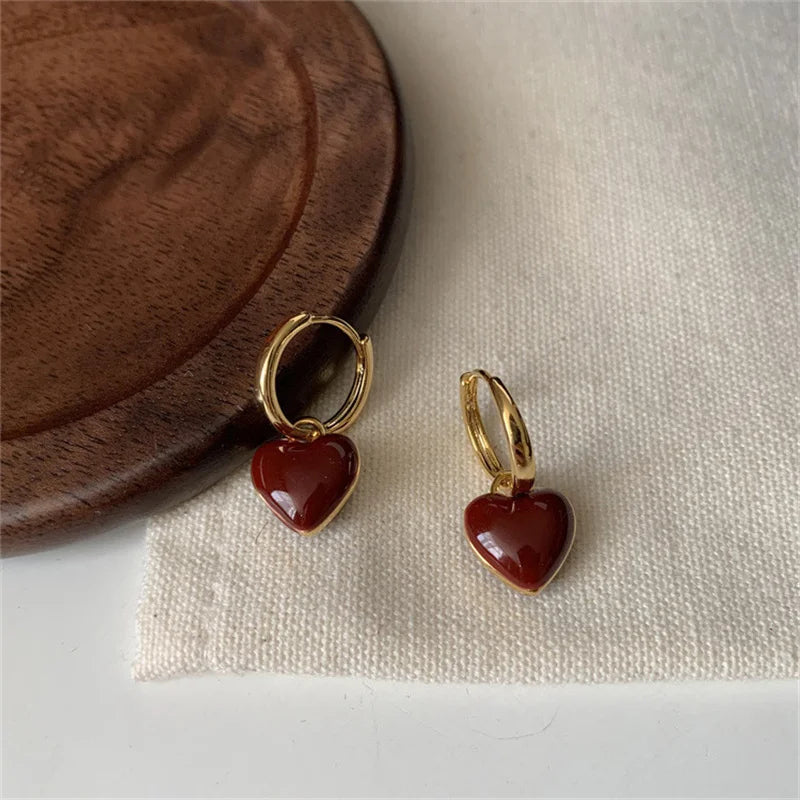 Stilvolle, teilbare Damen Herz-Ohrhänger im Vintage-Look, vergoldet, perfektes Geschenk