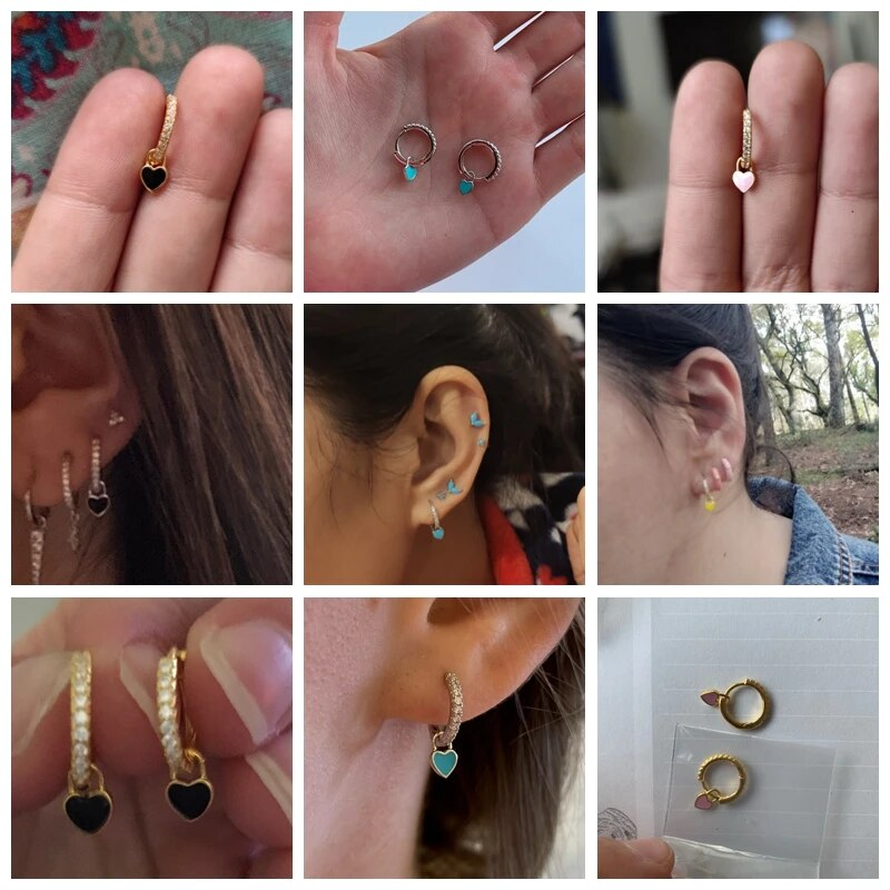 Modische Herz Creolen in Sterlingsilber mit funkelnden Zirkonia. Idealer Damenschmuck.