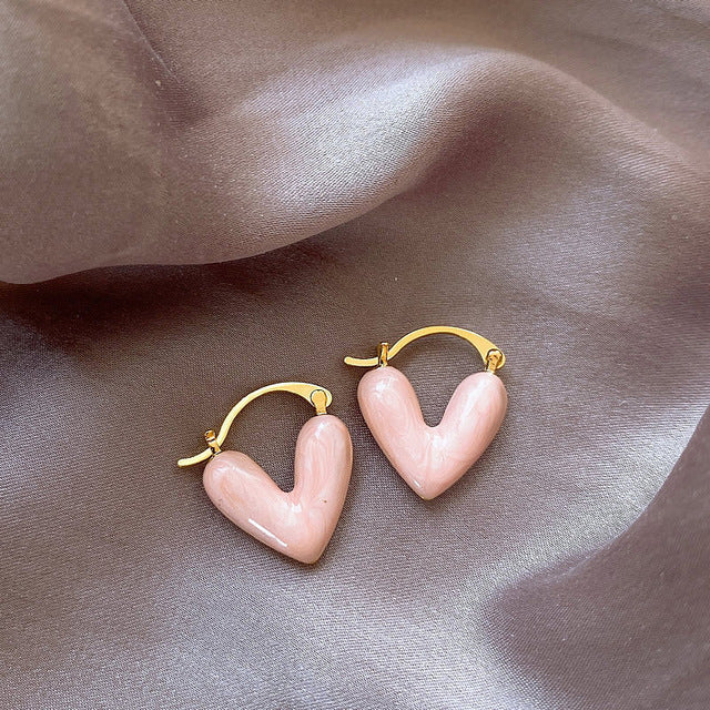 Funkelnde Kristall-Ohrstecker für Damen, in Herzform, goldfarben, perfektes Valentinstags-Geschenk.