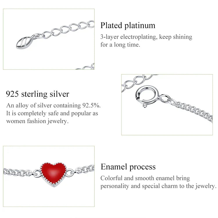 Hochwertiges verstellbares Herzarmband für Damen aus 925er Sterlingsilber. Feiner, symbolischer Schmuck für den Alltag.