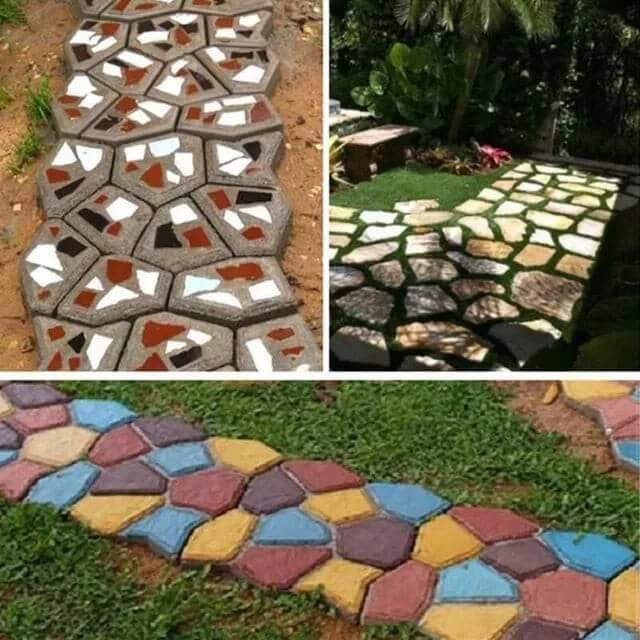 Hexagonale Betonpflasterform für DIY Gartenwege, robust und wiederverwendbar.