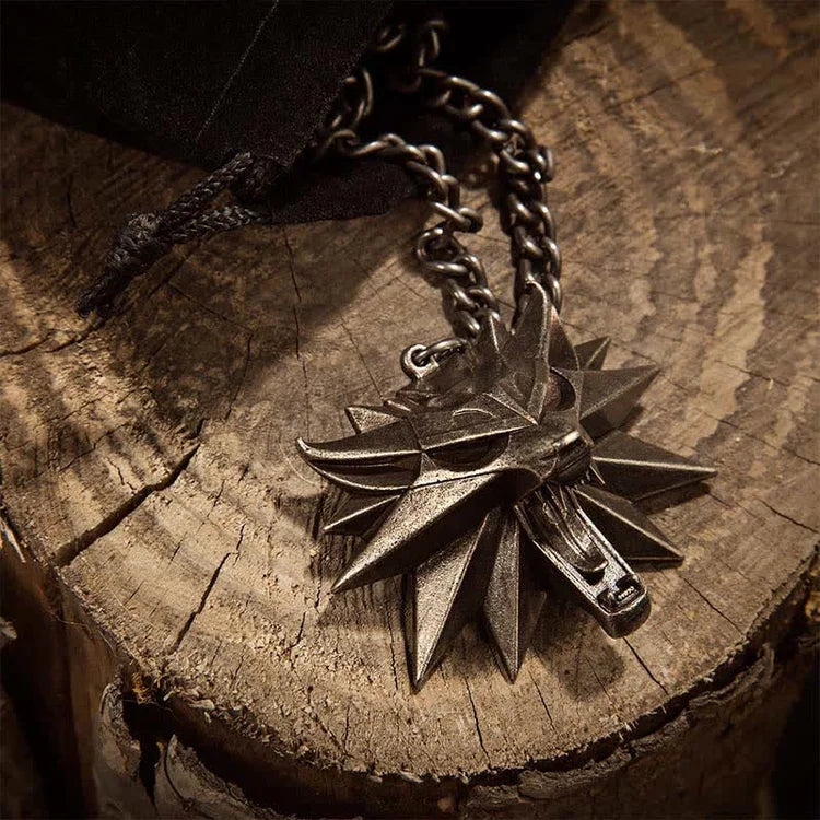 Geralt von Riva Wolfsmedaillon für Cosplay, authentische Hexer Halskette, Fantasy-Schmuck.