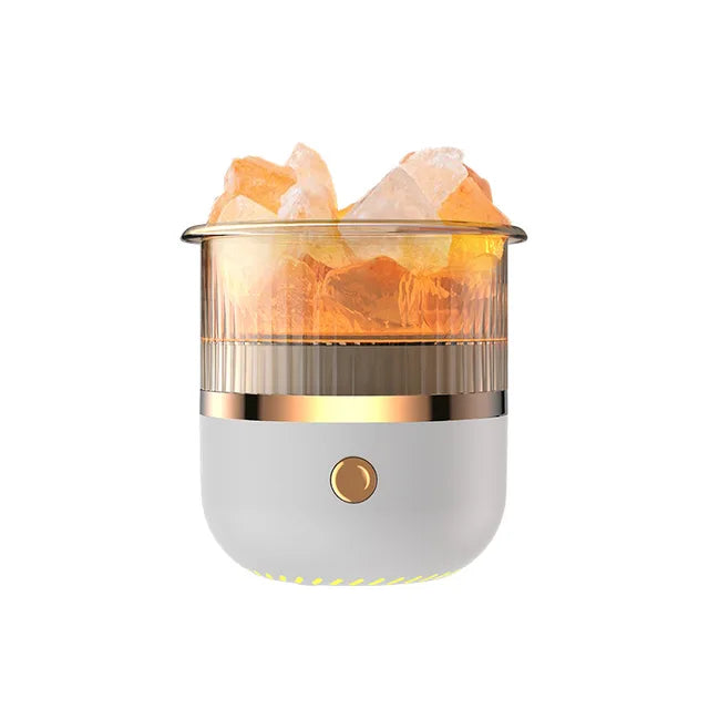 Kompakte Himalaya Salzlampe & USB Diffusor für Büro, verbessert Luft & Raumduft für mehr Konzentration.