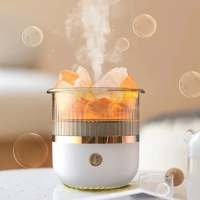 USB Himalaya Salzlampe & Luftbefeuchter, Ultraschall Diffusor mit LED Licht für Zuhause und Büro.