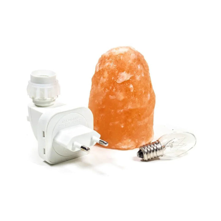 Bernsteinfarbene Himalaya Salzlampe schafft beruhigendes Licht für Entspannung & innere Ruhe.