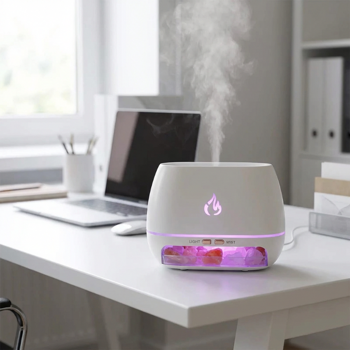 Flammeneffekt Aroma Diffuser, Luftbefeuchter & Nachtlicht für Entspannung und besseres Raumklima.
