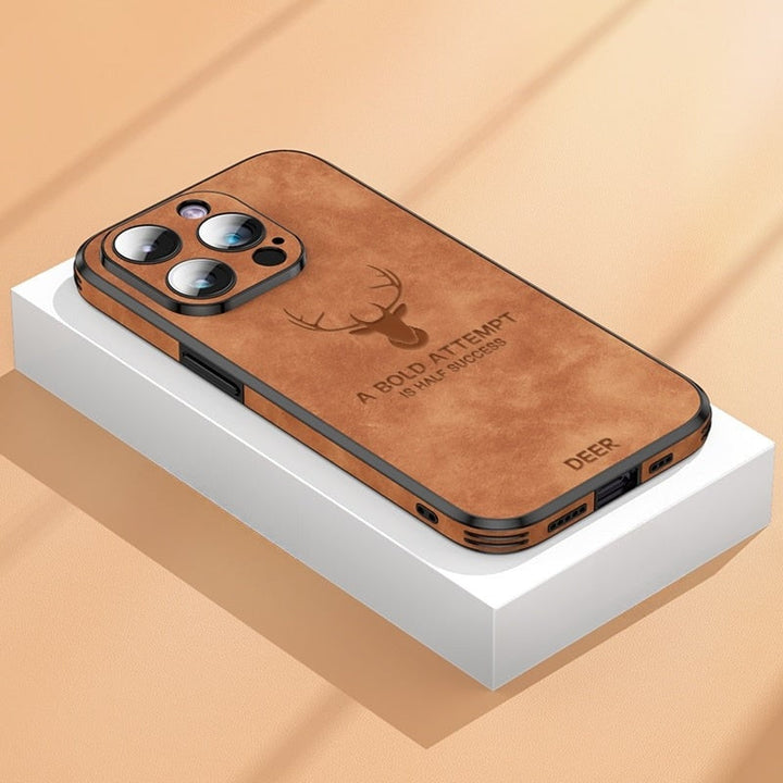 Luxuriöse iPhone Hülle aus Wildlederoptik, schlank, stilvoll & mit gutem Fallschutz.