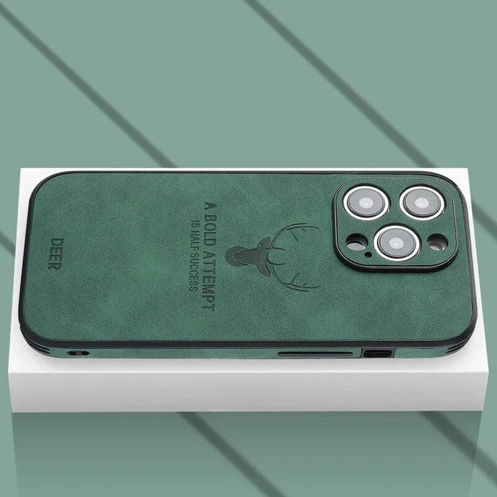 Stilvolle Wildleder iPhone Schutzhülle, premium & kratzfest. Luxuriöser Handyschutz für iPhone 15 Modelle.