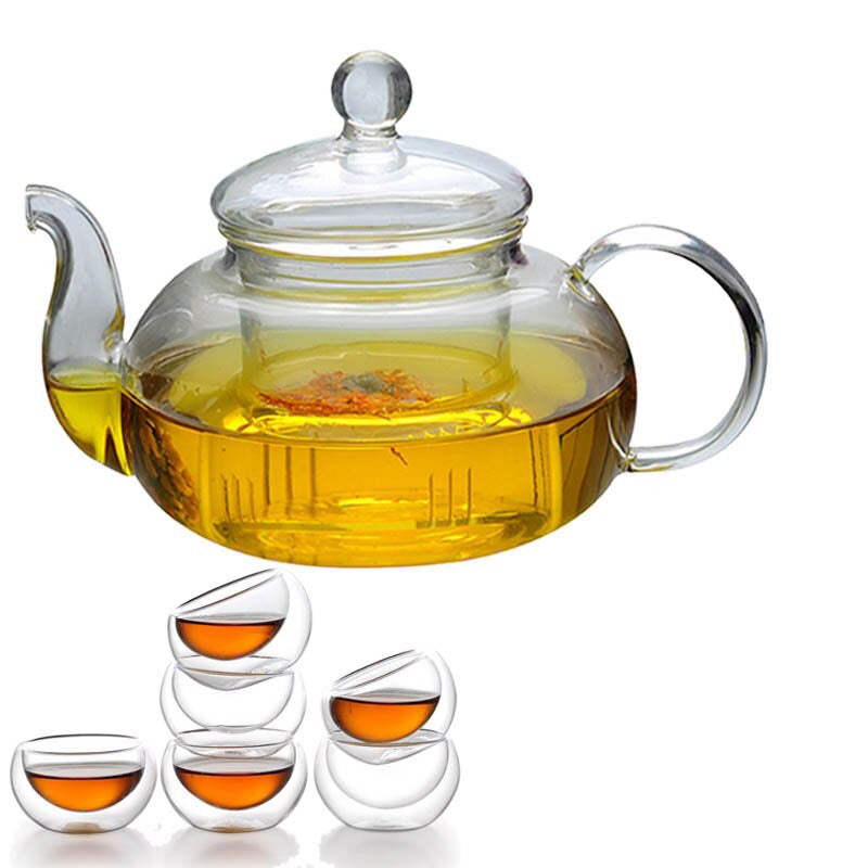 Ergonomische Glas Teekanne mit präzisem Ausguss und hitzebeständigem Borosilikatglas für tropffreies Servieren.