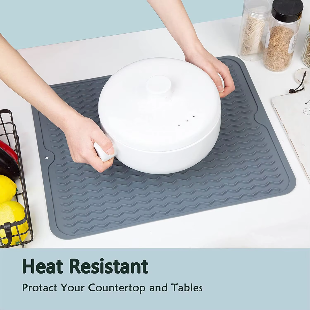 Langlebige Silikon-Spülmatte, hitzebeständig bis 230°C, für jede Küche geeignet.