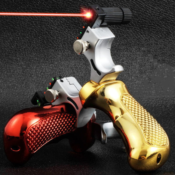 Sportliche Steinschleuder mit Laserziel in Aktion; perfekt für Freizeit, Outdoor-Sport und präzises Zieltraining.