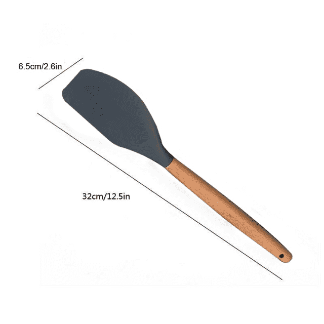 Flexibler Silikon Schaber mit Holzgriff zum Schaben & Glattstreichen von Teig, antihaft & robust.