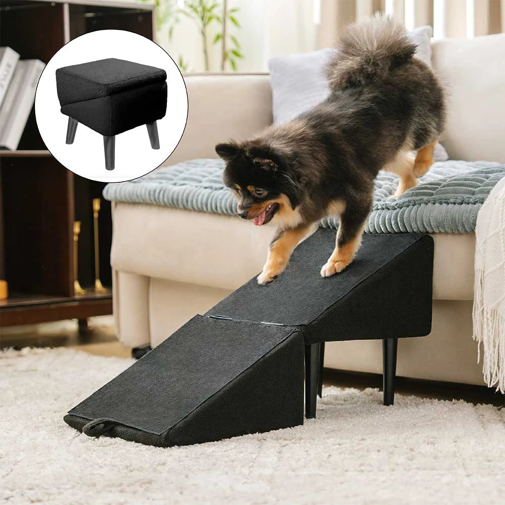 Holz Hunderampe 2-in-1, umwandelbar zur Treppe, faltbar, gelenkschonend für Hunde und Welpen.