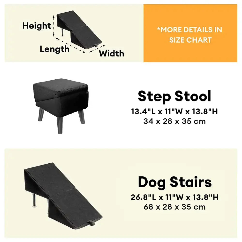 Hölzerne Haustiertreppe 2-in-1, auch als Rampe nutzbar, faltbar, gelenkschonend für alle Hunde.