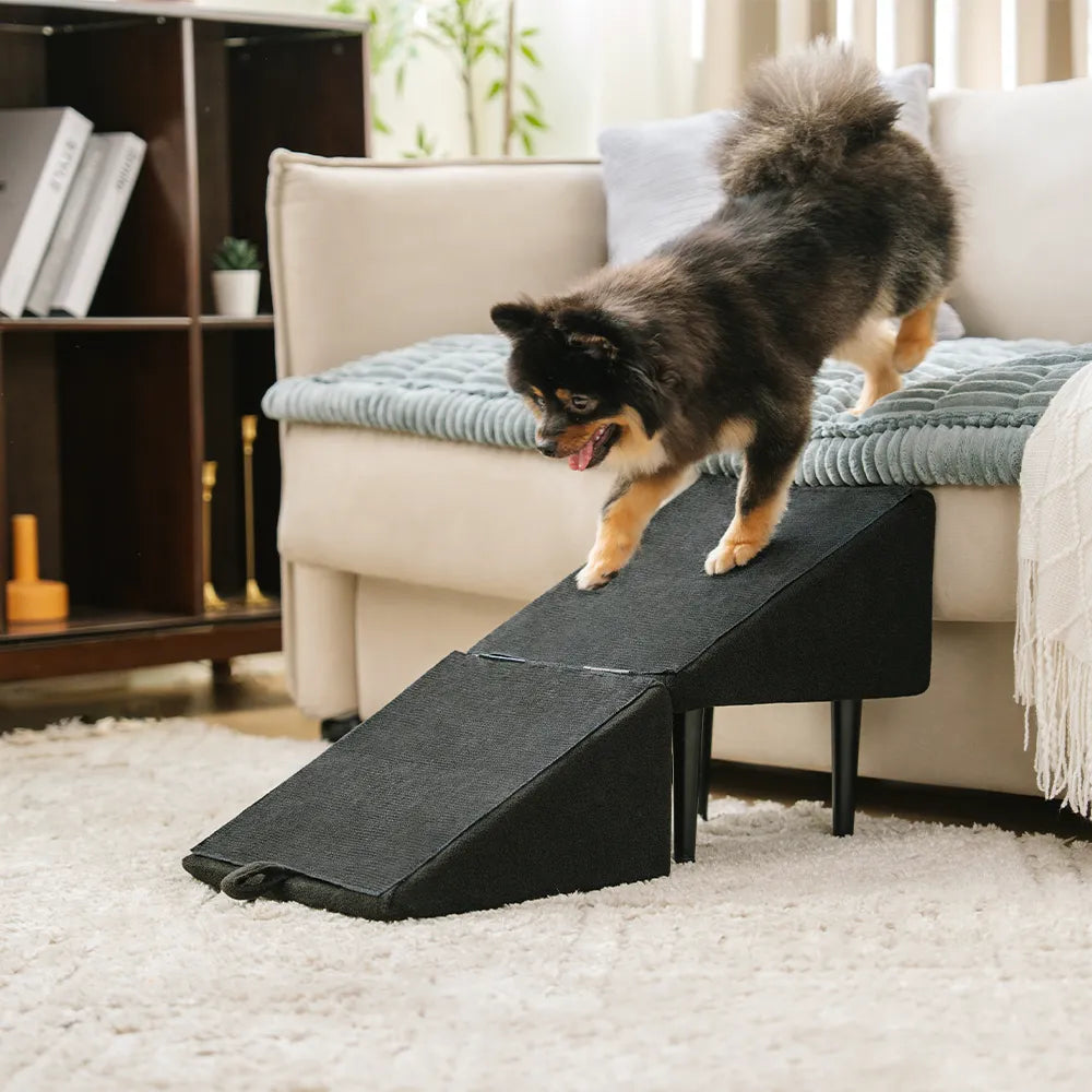 2-in-1 Holz Haustiertreppe und Hunderampe, faltbar, für kleine bis mittlere Hunde, seniorenhilfe.
