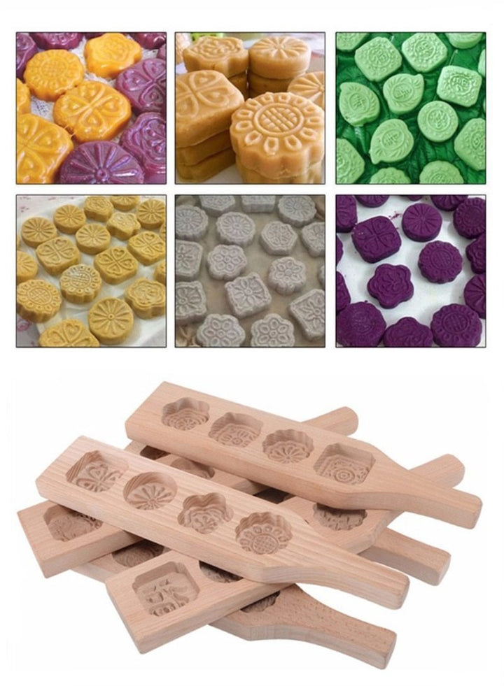 Dekorative Holzformen für Gebäck; machen das Backen zu Weihnachten besonders festlich.