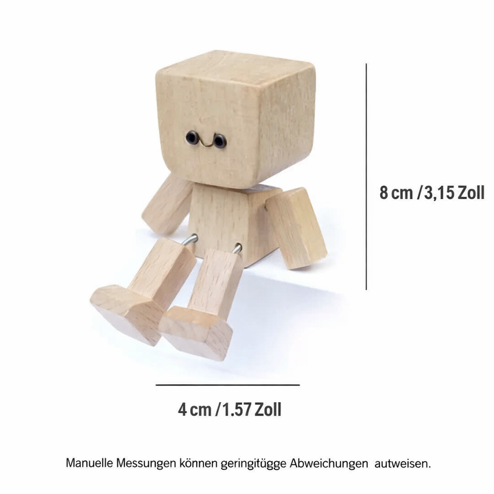 Naturholz Wippfigur mit 12 wechselbaren Gesichtern, handgefertigt für Schreibtisch & Wohnzimmer, vielseitig.