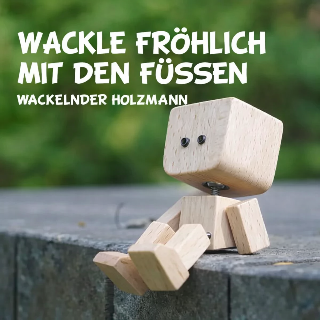 Dekoratives Naturholz Wippmännchen mit 12 austauschbaren Gesichtern für stimmungsvolle Akzente im Raum.