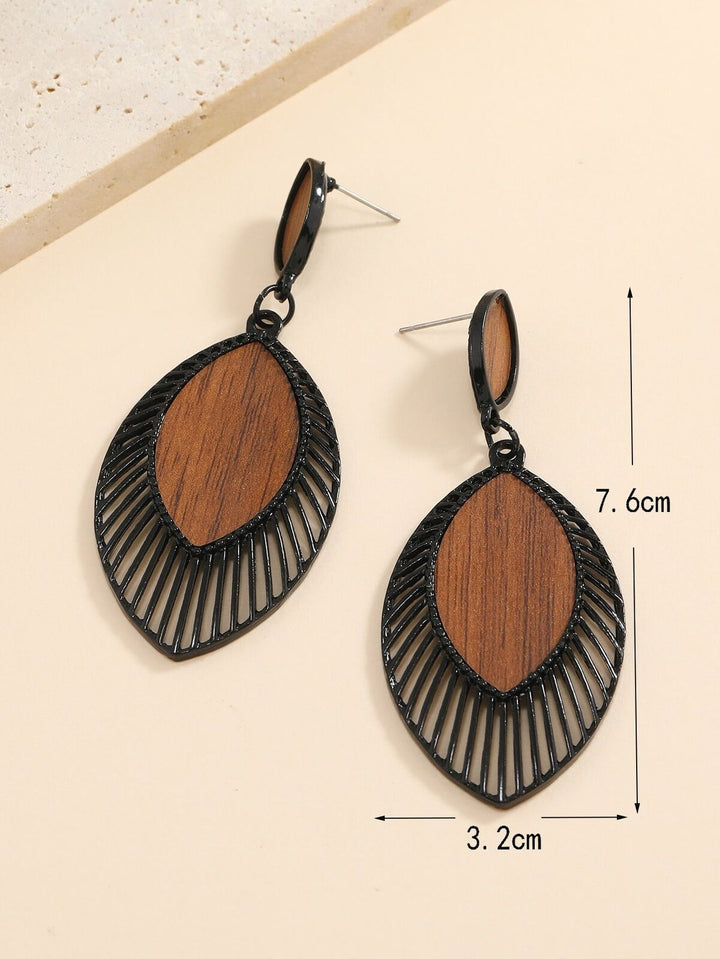 Einzigartige Holztropfen Ohrringe für Damen, Boho-Stil, handgefertigt, natürlicher Chic.