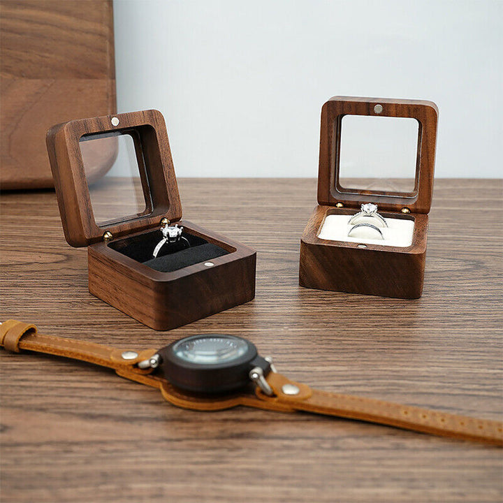 Edles Holz-Mini-Schmuckkästchen; sicheres Ring- und Ohrringkästchen.