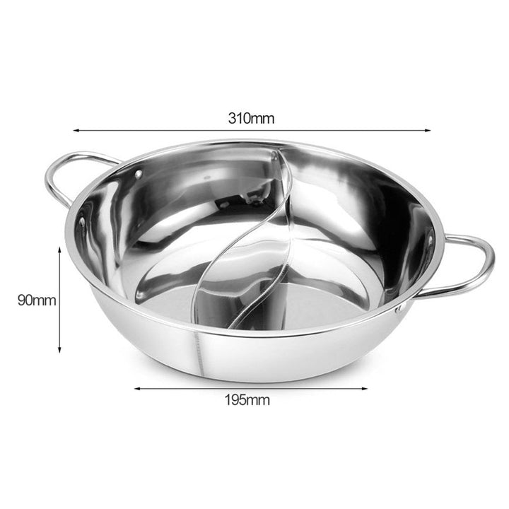 Geteilter Edelstahl Kochtopf für Hot Pot, perfekt für gesellige Abende und zwei Suppen gleichzeitig auf dem Tisch.