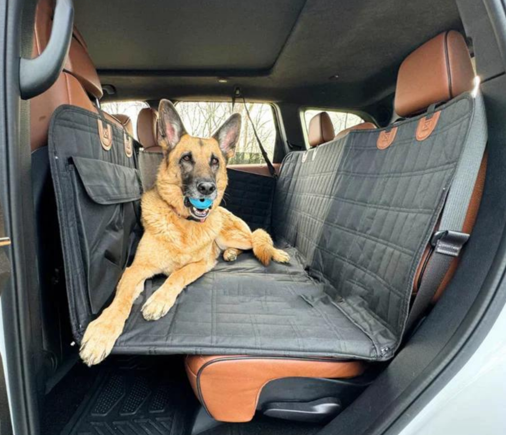 Hund Autositzschutz für Rückbank, wasserabweisend, schützt Auto vor Schmutz & Haaren für sichere Hundereisen.