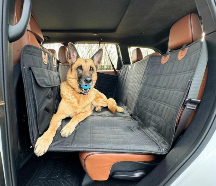 Hund Autositzschutz für Rückbank, wasserabweisend, schützt Auto vor Schmutz & Haaren für sichere Hundereisen.