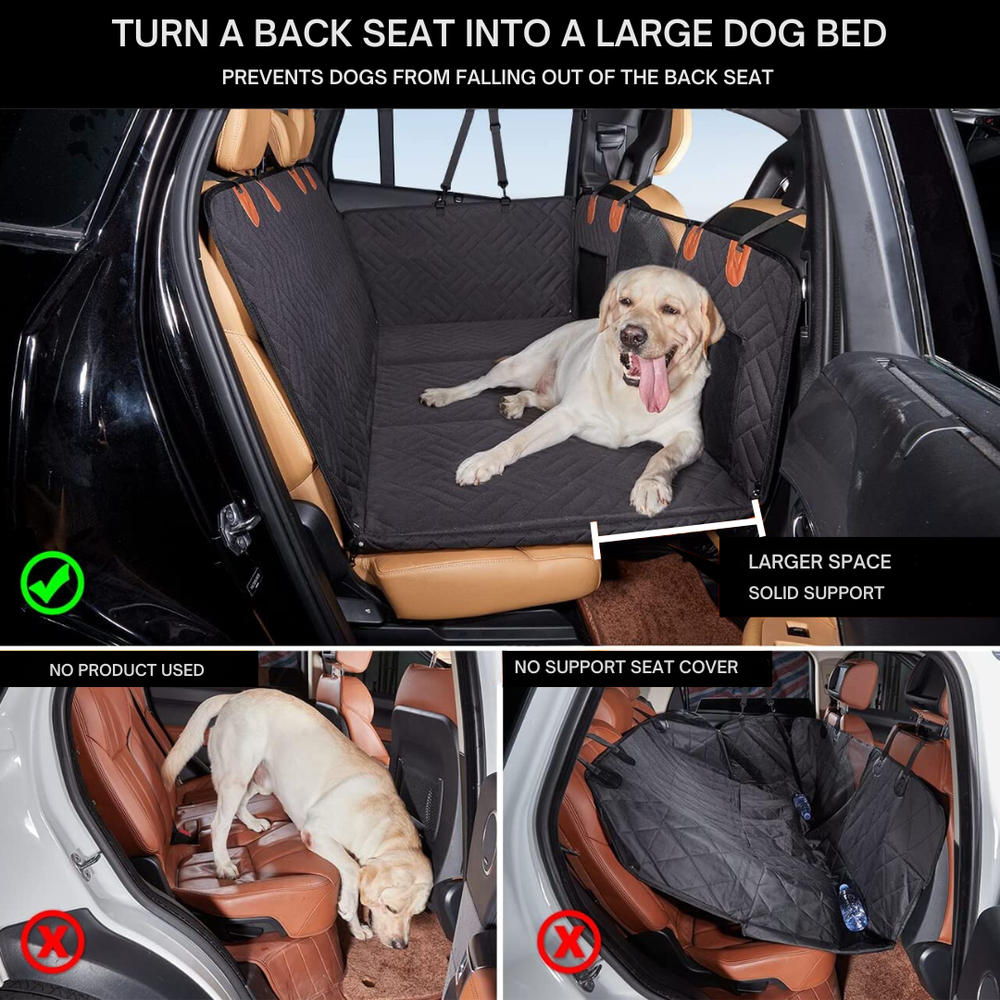 Robuster Hunde Autositzschutz, wasserabweisende Rückbank Matte für sichere und saubere Autofahrten mit Haustieren.