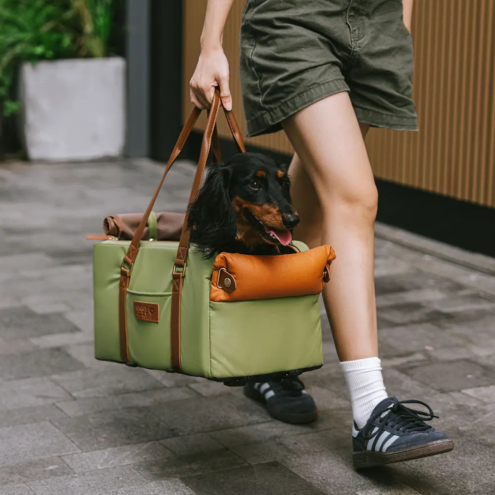Eleganter Hunde-Autositz für Mittelkonsole aus Kunstleder, bietet Luxus & Komfort für Ihren Hund.