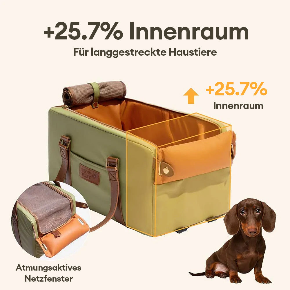 Vielseitiger Hunde Autositz & Transporttasche aus Kunstleder, perfekt für kleine Hunde unterwegs.