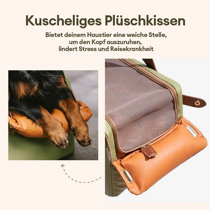 Moderner Hunde-Autositz für Mittelkonsole, urbanes Design & hohe Funktionalität für Haustier-Reisen.