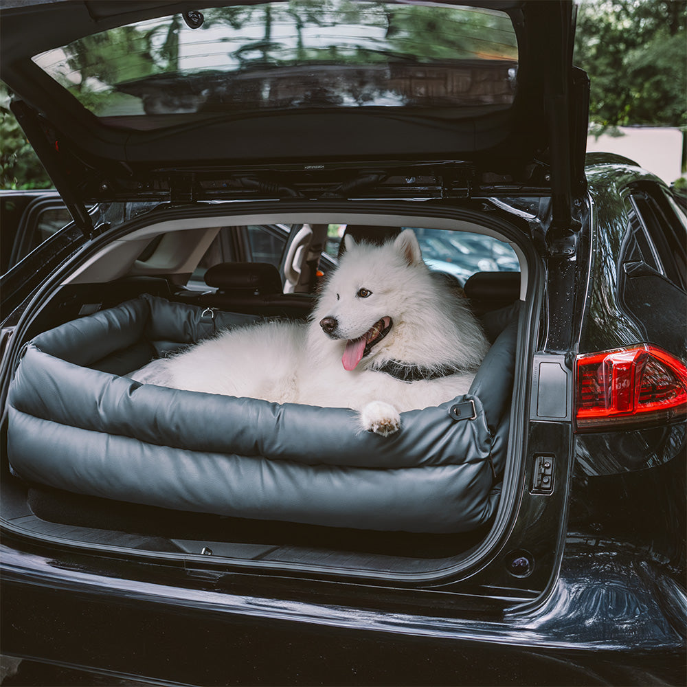 Sichere Autofahrt mit dem Hund: Luxuriöses Kunstleder Hundeautositzbett, leicht zu reinigen.