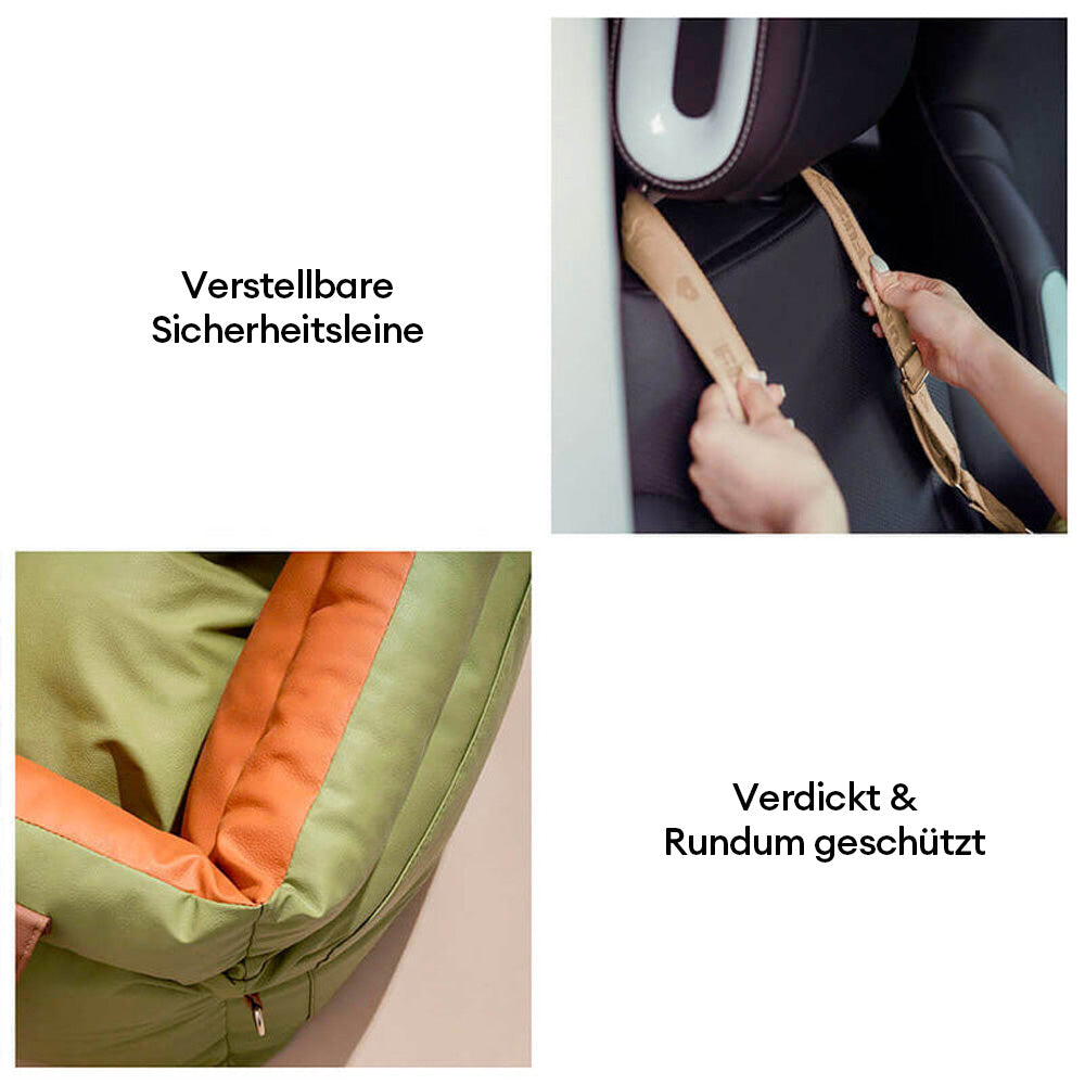 Komfortables Hundebett für das Auto, aus strapazierfähigem Kunstleder, bietet sicheren Halt.