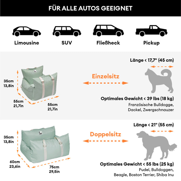 Wasserdichter Hundeautositz für ein sauberes Auto und sicheren Transport deines vierbeinigen Begleiters.