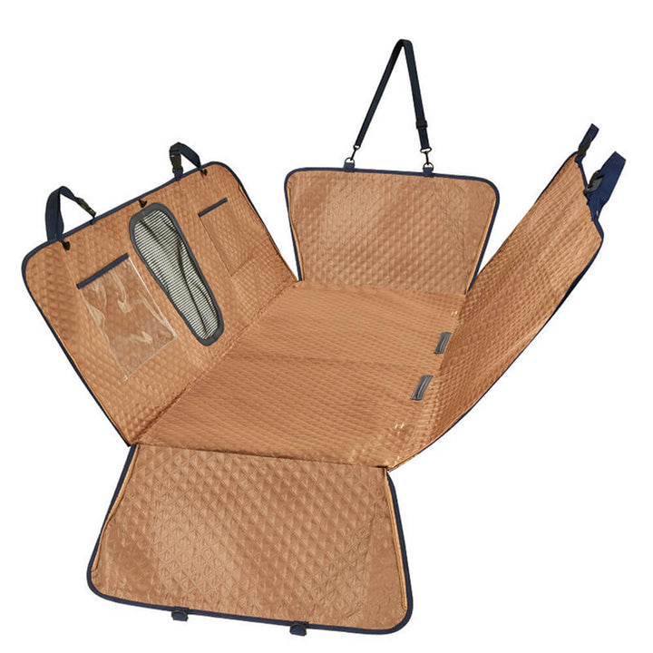 Robuster Tiersitzschutz für Hunde, dunkelblau, wasserdicht. Für sichere & saubere Autofahrten.