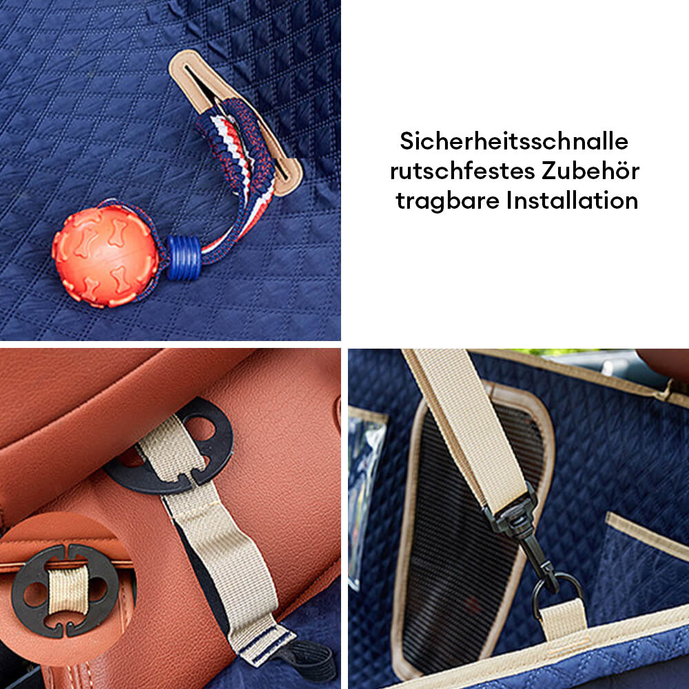 Hunde Autositzdecke, dunkelblau, kratzfest & pflegeleicht. Schützt Autositze vor Haaren und Nässe.