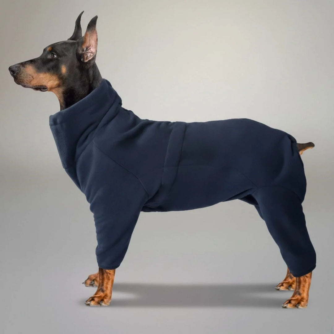 Warmer Hundeoverall schützt vor Kälte. Ideal für Welpen & kleine Hunde an kalten Wintertagen.