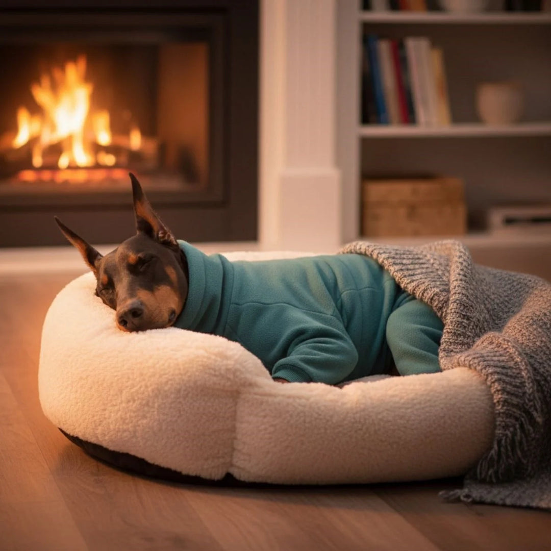 Winddichter Winter Overall für Hunde. Hält Welpen und erwachsene Hunde warm & trocken beim Spielen.