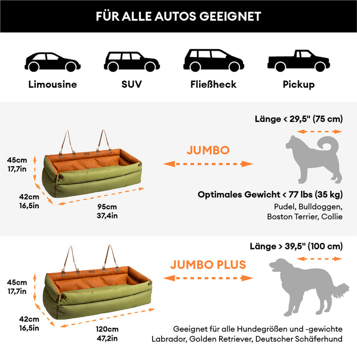 Elegantes Hundezubehör: Kunstleder Hundeautositz für stilvolle Autoreisen.