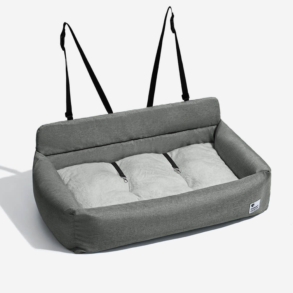 Detailansicht: Waschbares Canvas-Material des Hundeautositzes. Ideal für Hygiene & Komfort auf der Rückbank.