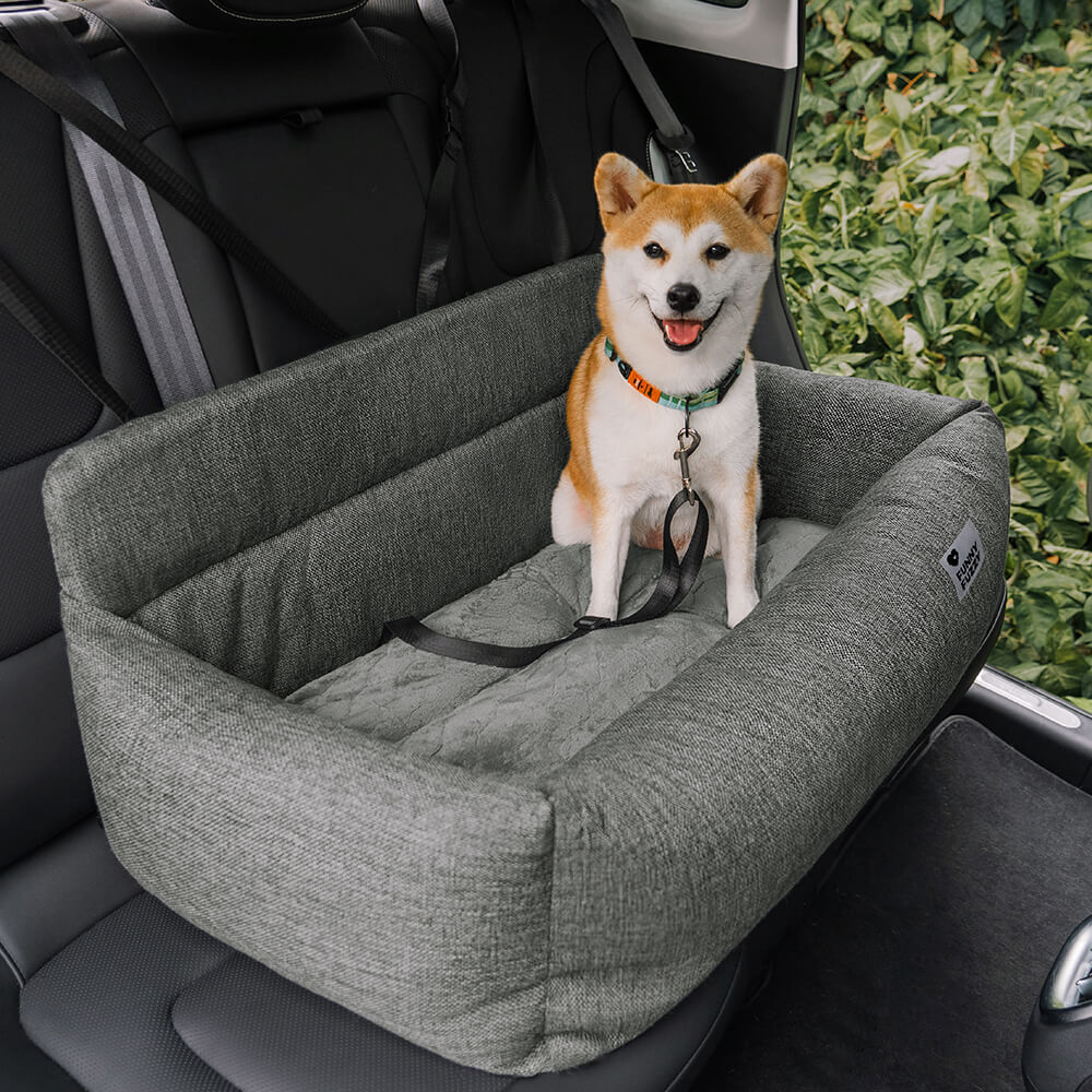Autositz-Hundebett: Sicherer Tiertransport auf der Rückbank. Waschbares Canvas, hoher Komfort für jede Reise.