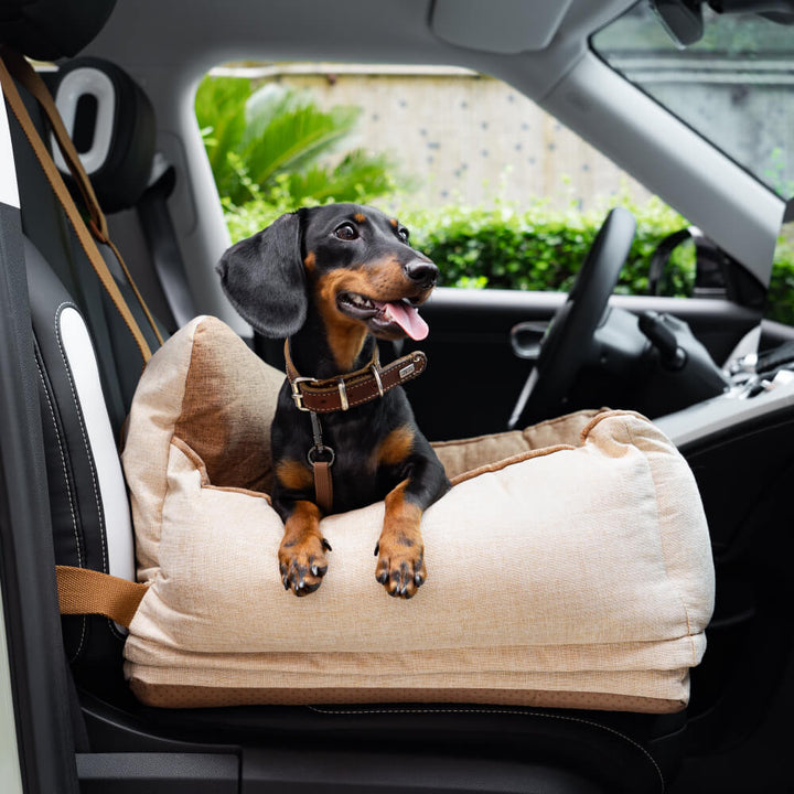 Komfortabler hundeautositz hellkaffee. Wasserdichtes reisebett für kleine & mittlere hunde.