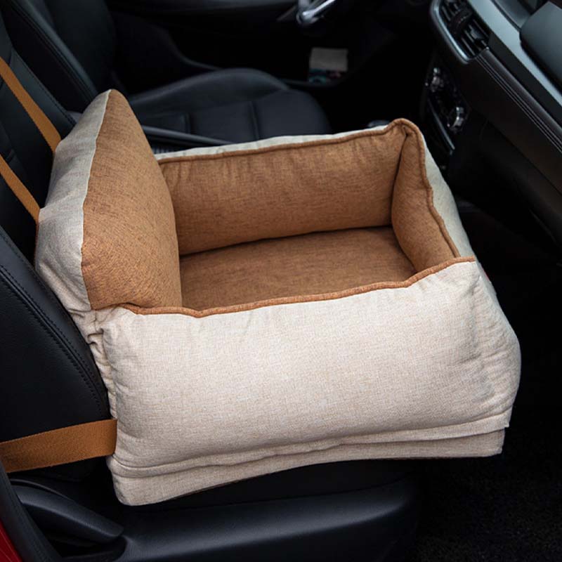 Langlebiges hunde-sicherheitsbett hellkaffee. Wasserdichter autositz für entspannte autoreisen.