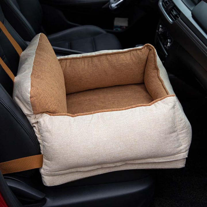 Langlebiges hunde-sicherheitsbett hellkaffee. Wasserdichter autositz für entspannte autoreisen.