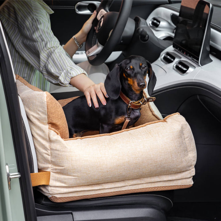 Hundebett für autositz hellkaffee. Wasserdicht, langlebig & komfortabel für jede autoreise.
