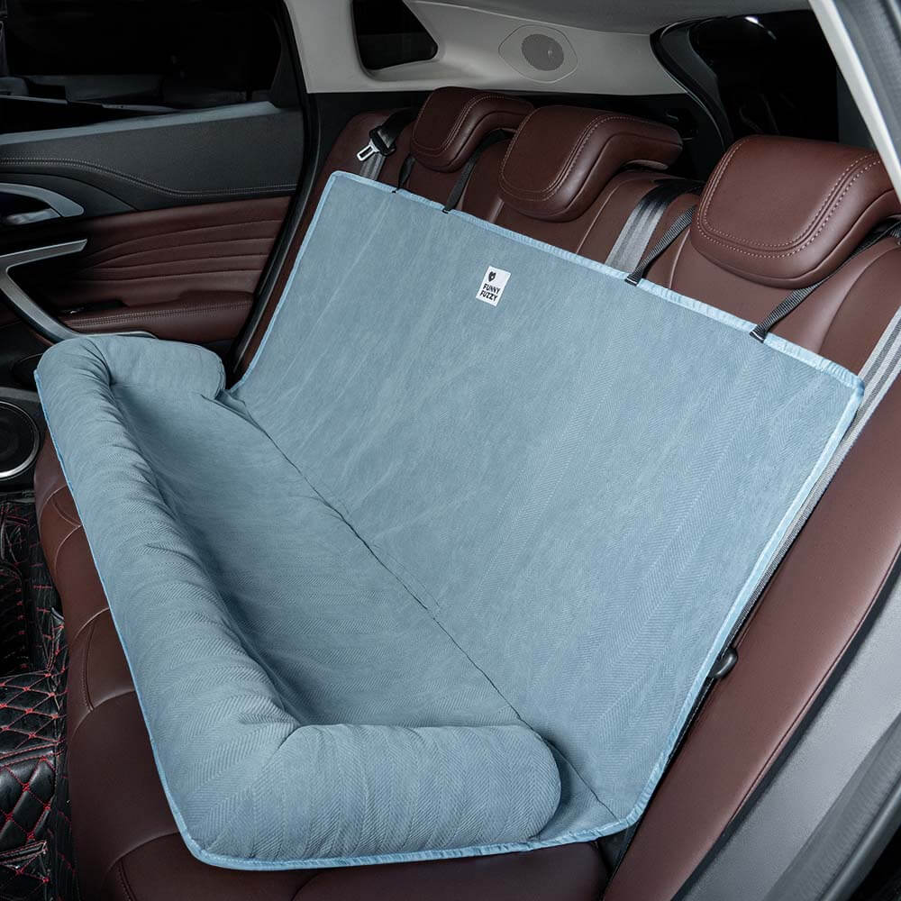 Hochwertiger Hundeautositz als Reisehundebett; optimaler Schutz für den Autositz & Komfort für den Hund.