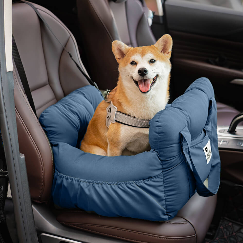 Sicheres Hundeautositzbett, speziell für den Beifahrersitz oder Rücksitz entwickelt.